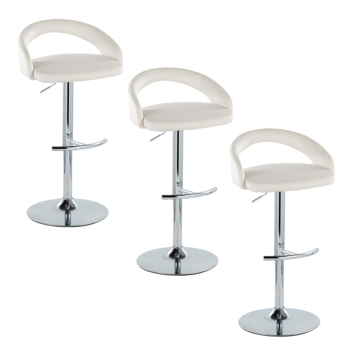 Grotto - Upholstered Adjustable Barstool - Chrome Metal Base