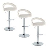 Grotto - Upholstered Adjustable Barstool - Chrome Metal Base