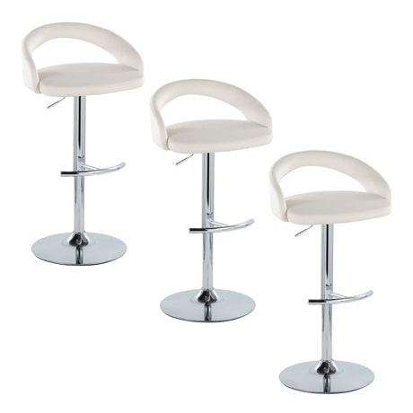 Grotto - Upholstered Adjustable Barstool - Chrome Metal Base