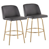 Toriano - 26" Fixed-Height Counter Stool (Set of 2) - Dark Gray And Gold