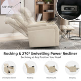 270 Degree Swivel Power Recliner With Tray Table, Phone Holder, Cup Holder, USB Port
