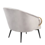 Claire - Contemporary/Glam Chair - Black Steel And Silver Velvet With Gold Steel Accents