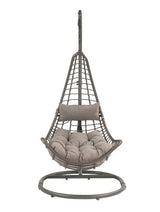 Uzae - Hanging Chair - Gray Fabric & Charcoal Wicker