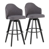 Ahoy - Upholstered Fixed-Height Barstool (Set of 2) - Black Base, Black Footrest