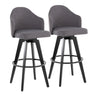 Ahoy - Upholstered Fixed-Height Barstool (Set of 2) - Black Base, Black Footrest