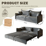 King Pull Out Sofa Bed, 3-In-1 Convertible Bed With 3 Pillows