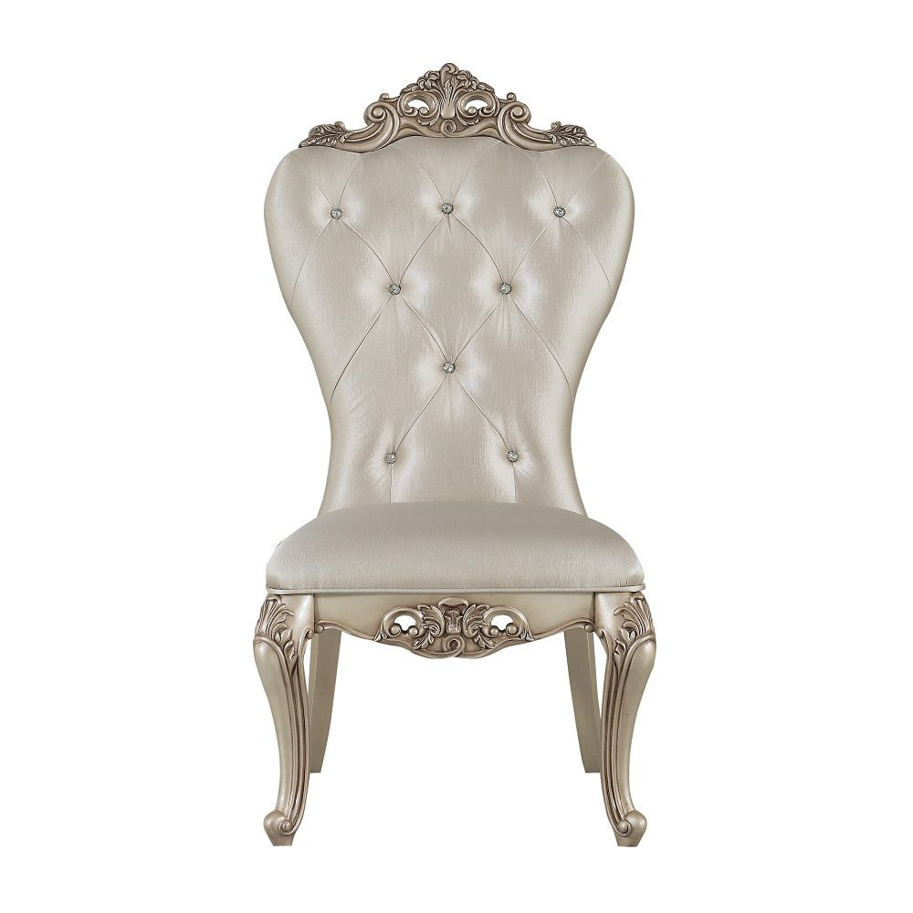 Gorsedd - Side Chair Set of 2) - Cream Fabric & Golden Ivory