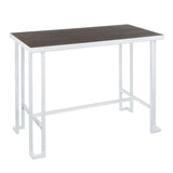 Roman - Industrial Counter Table - Vintage White Metal And Espresso Wood-Pressed Grain Bamboo