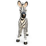 Standing Zebra Garden Statue, Animal Sculpture With 2 Ground Stakes For Outdoor Decor - Black White