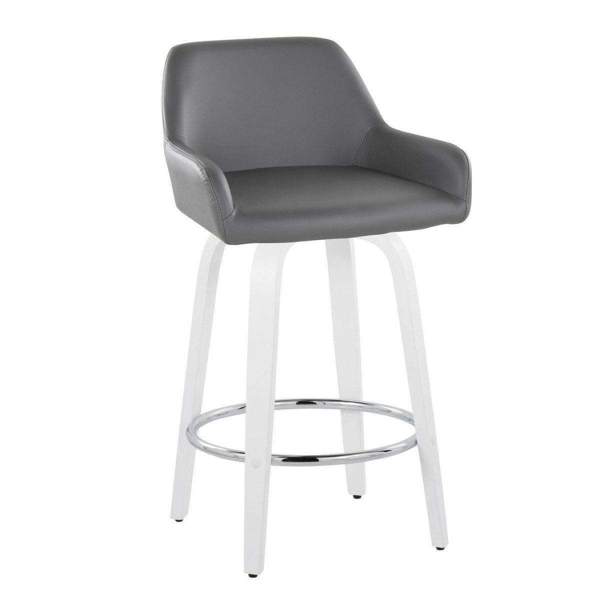Cinch - Contemporary Fixed-Height Swivel Counter Stool (Set of 2) - White Wood And Round Footrest