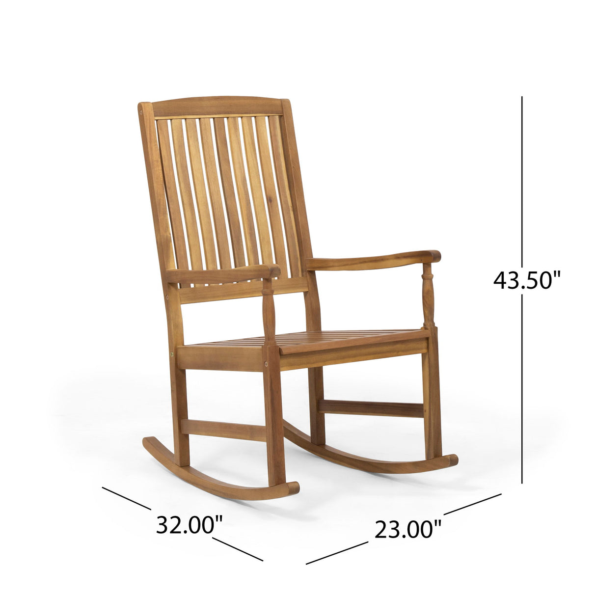 Muse - Outdoor Acacia Rocking Chair With Slat Design - Teak