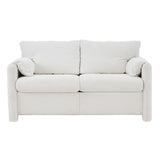 Modern Loveseat Sofa 2 Seater Plush Chenille Fabric Couch With High Density Foam Cushions - Ivory White
