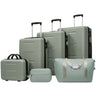 6 Piece Lightweight Hardshell Luggage Set With Double Spinner Wheels, Password Lock