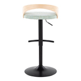Grotto - Adjustable Barstool - Black Metal, Natural Wood
