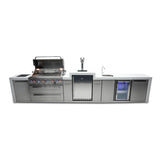 Mont Alpi Deluxe Series 15 Ft Propane Outdoor Kitchen Island w/ Side Burner, Beverage Center & Kegerator - MAi805-DKEGBEV
