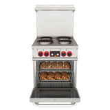 24 in. Commercial Electric Range with 4 Burners and 1 Standard Electric Oven in Stainless Steel - 208V 3-Phase (KM-CR24-E)