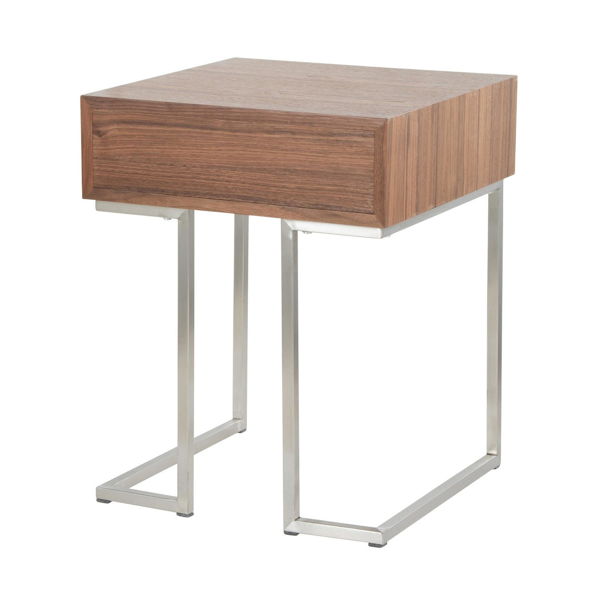 Roman - End Table - Walnut Wood And Stainless Steel