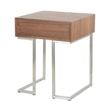 Roman - End Table - Walnut Wood And Stainless Steel