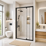 Semi-Frameless Pivot Hinged Shower Door, Reversible Design