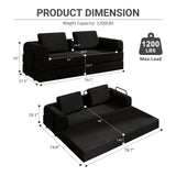 Convertible Sleeper Sofa Bed With Cylindrical Pillow, Fixed Shape Frame