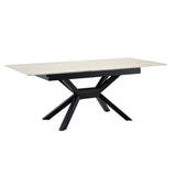 Rectangular Extendable Dining Table With Geometric X Frame, Kitchen Table For Dining Room - Beige