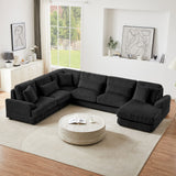 Oversized Sectional Sofa U - Shaped Sofa Couch Modern Sofa Upholstered In Soft Corduroy With A Chaise Lounge For Living Room