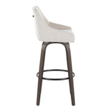 Hannah - 30" Fixed-Height Barstool With Swivel And Round Black Metal Footrest (Set of 2) - Walnut Glazed Wood