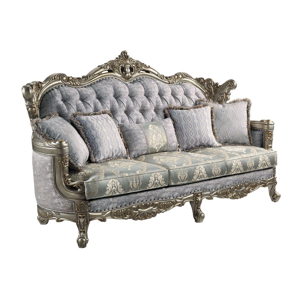 Miliani - Sofa With 5 Pillows - Fabric & Antique Bronze