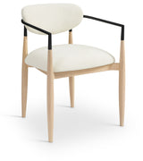 Riccio - Performance Fabric Upholstered Dining Arm Chair (Set of 2) With Light Brown Legs - Cream