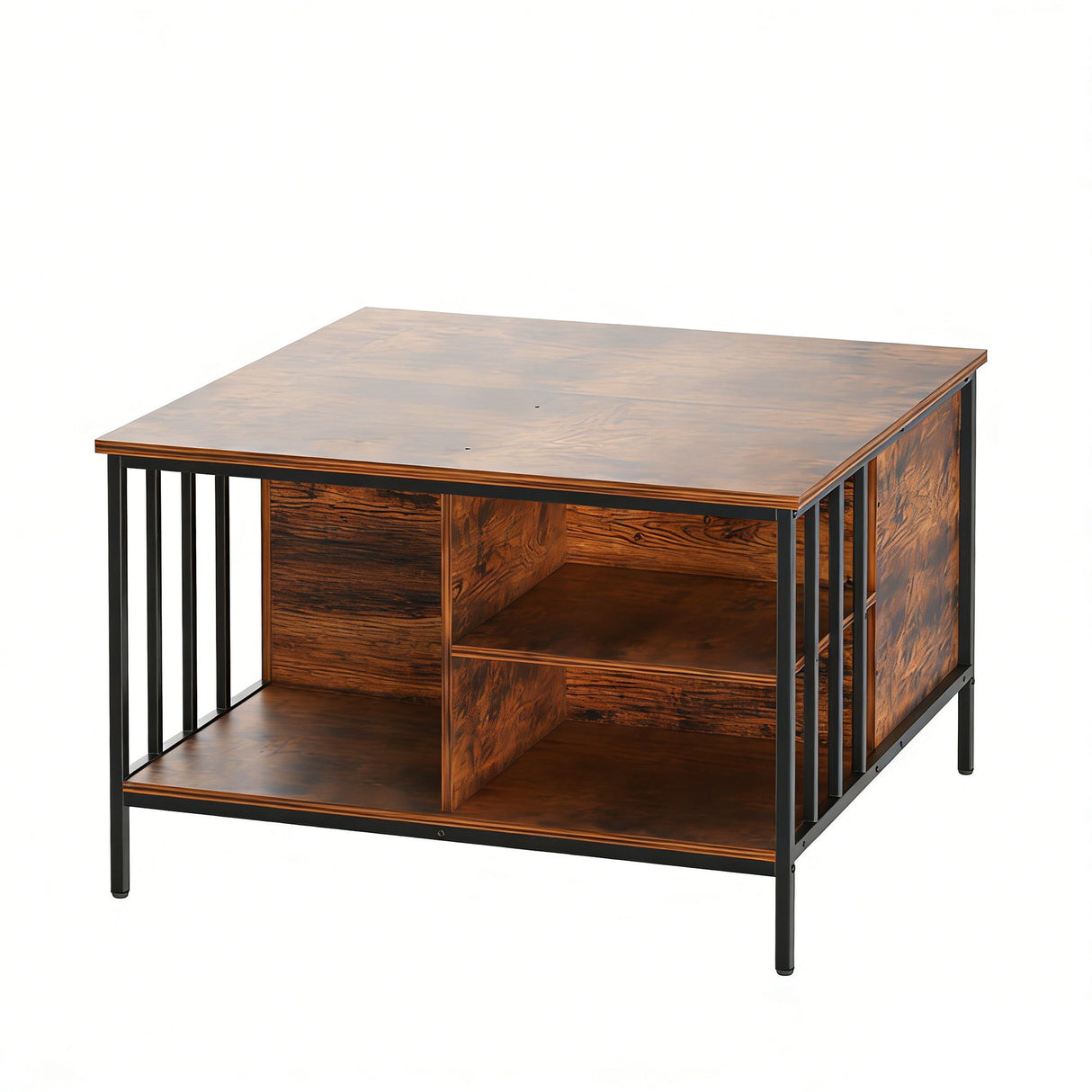 Lift Top Coffee Table With Storage, Adjustable Height Living Room - Black / Brown