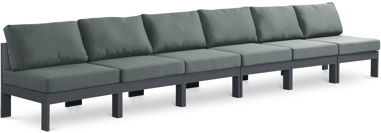 Nizuc - Outdoor Patio 6 Seat Armless Modular Sofa With Gray Frame