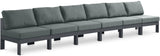 Nizuc - Outdoor Patio 6 Seat Armless Modular Sofa With Gray Frame