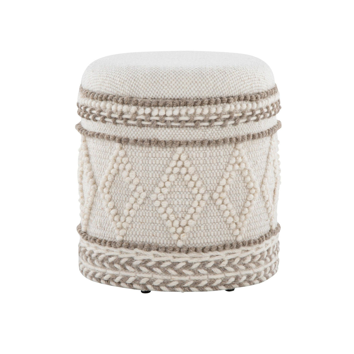 Tahoe - Pom Pom Ottoman - Beige Wool