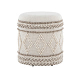 Tahoe - Pom Pom Ottoman - Beige Wool