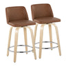 Tintori - Fixed-Height Swivel Counter Stool With Natural Wood Frame (Set of 2)