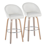 Matisse - 30" Highback Fixed-Height Barstool With Swivel And Round Chrome Metal Footrest (Set of 2) - Light Gray Wood