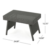 Outdoor Wicker Table With Rectangular Tabletop - Gray