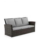All-Weather Wicker 3 Seat Patio Sofa With Thick Cushions