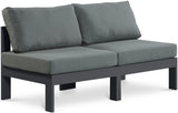 Nizuc - Outdoor Patio 2 Seat Armless Modular Sofa With Gray Frame
