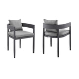 Menorca - Outdoor Patio Dining Chairs In Aluminum With Gray Cushions - (Set Of 2)
