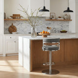 Judi - Modern Industrial Swivel Metal Adjustable Height Barstool With Faux Leather Seat - Silver Finish