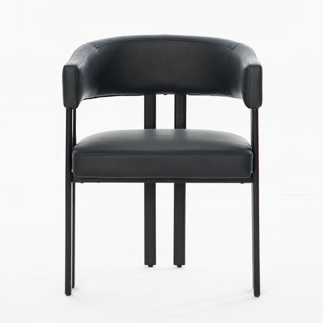 Modern Dining Upholstered Barrel Chair With Curved Back And Armrests