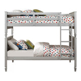 Varian - Twin Over Twin Bunk Bed - Blue Velvet & Silver