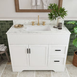 Bathroom Vanity Set, Fluted Cabinet, Soft Close Doors, 3 Faucet Holes, Sink Included - White