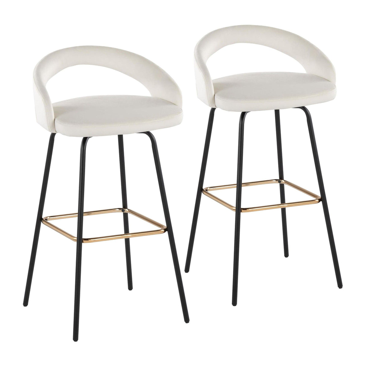 Grotto - Upholstered Fixed-Height Barstool - Black Metal