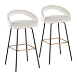 Grotto - Upholstered Fixed-Height Barstool - Black Metal