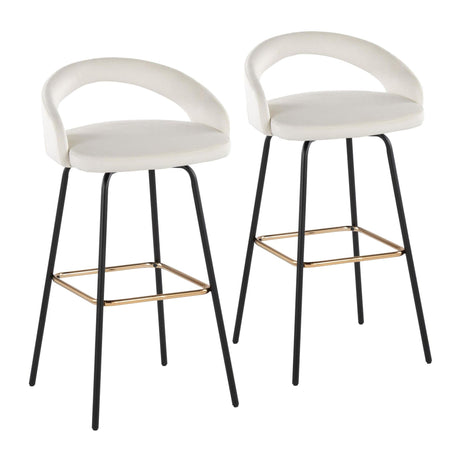 Grotto - Upholstered Fixed-Height Barstool - Black Metal