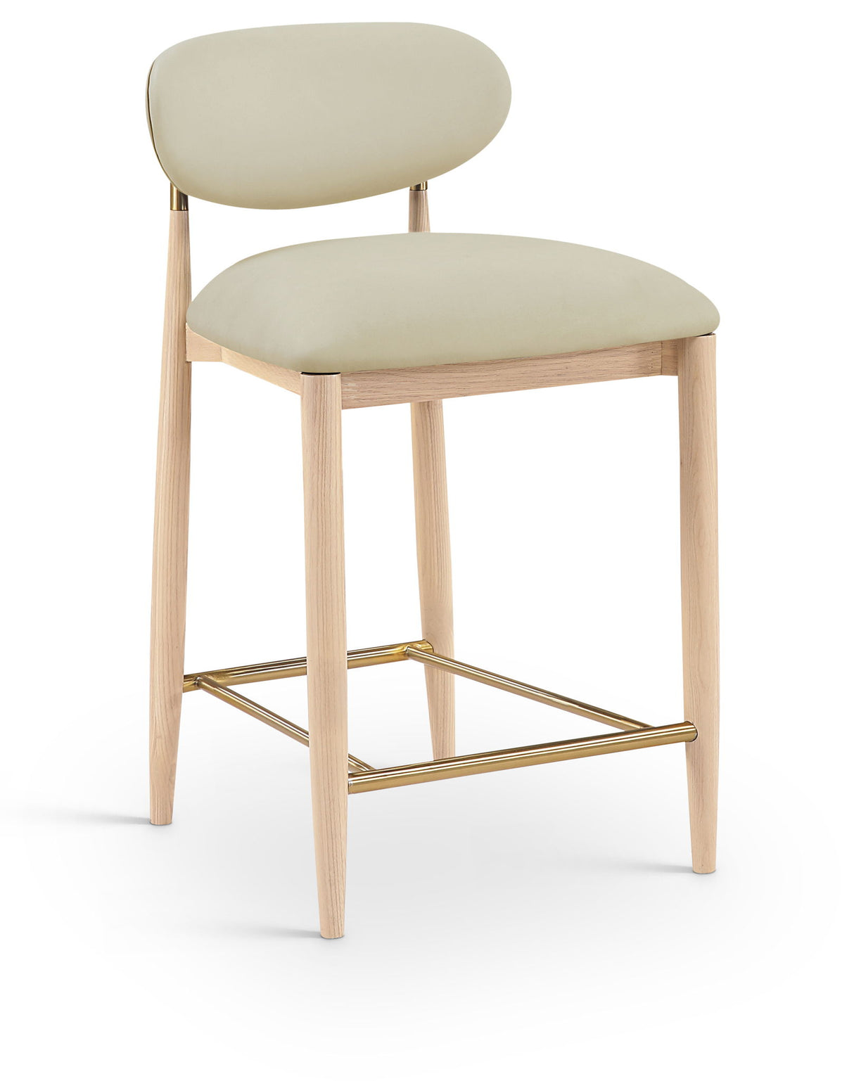 Riccio - Stool - Natural And Gold Frame