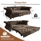 Oversized Chesterfield Pull Out Sofa Bed, Roll Arm Couch With Flower Tufting For Living Room