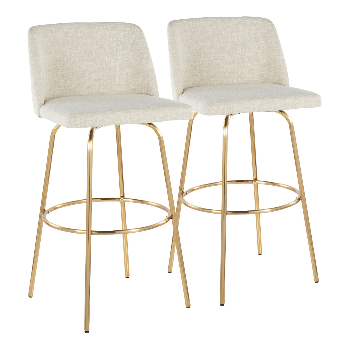 Toriano - 30" Fixed-Height Barstool (Set of 2) - Cream Fabric